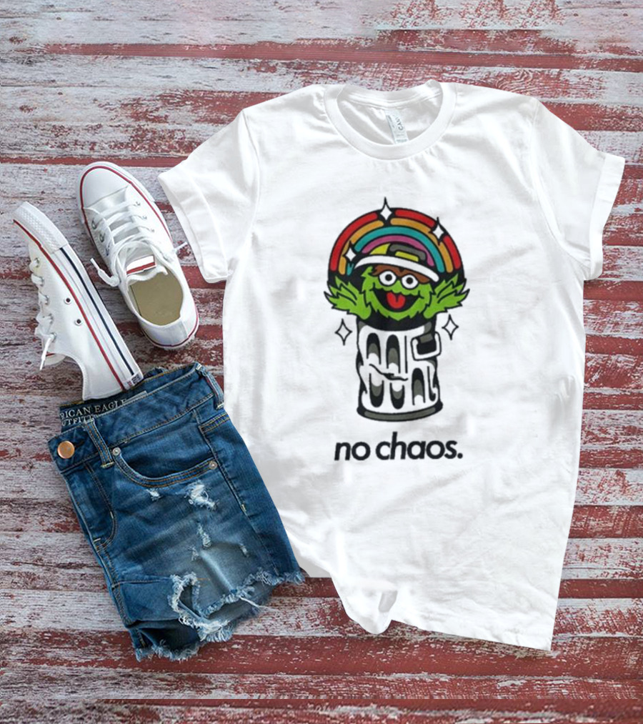 No Chaos Grouchy Rainbow Trash Can T-Shirt