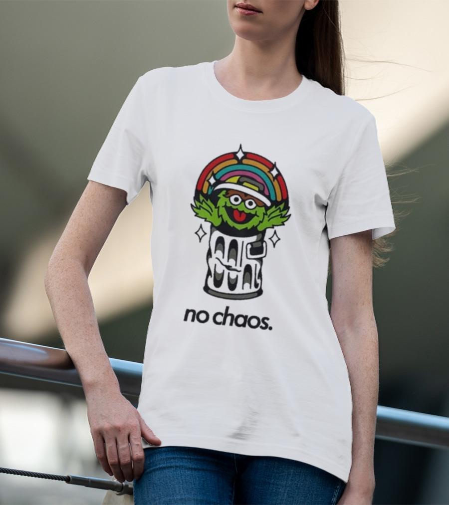 No Chaos Grouchy Rainbow Trash Can T-Shirt