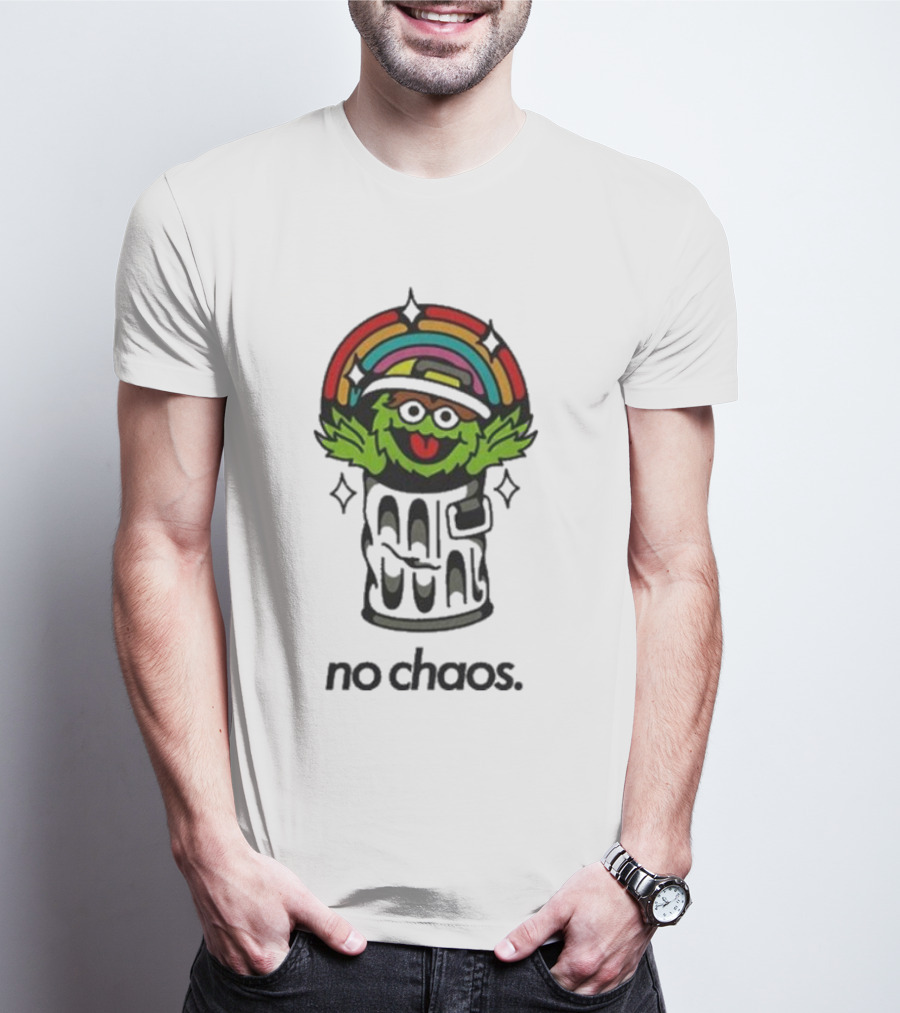 No Chaos Grouchy Rainbow Trash Can T-Shirt