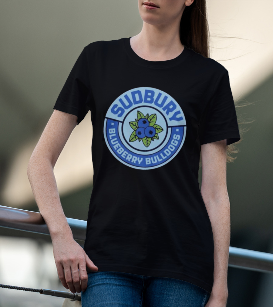 Sudbury Blueberry Bulldogs Logo Circle With Leaf And Fruit T-Shirt