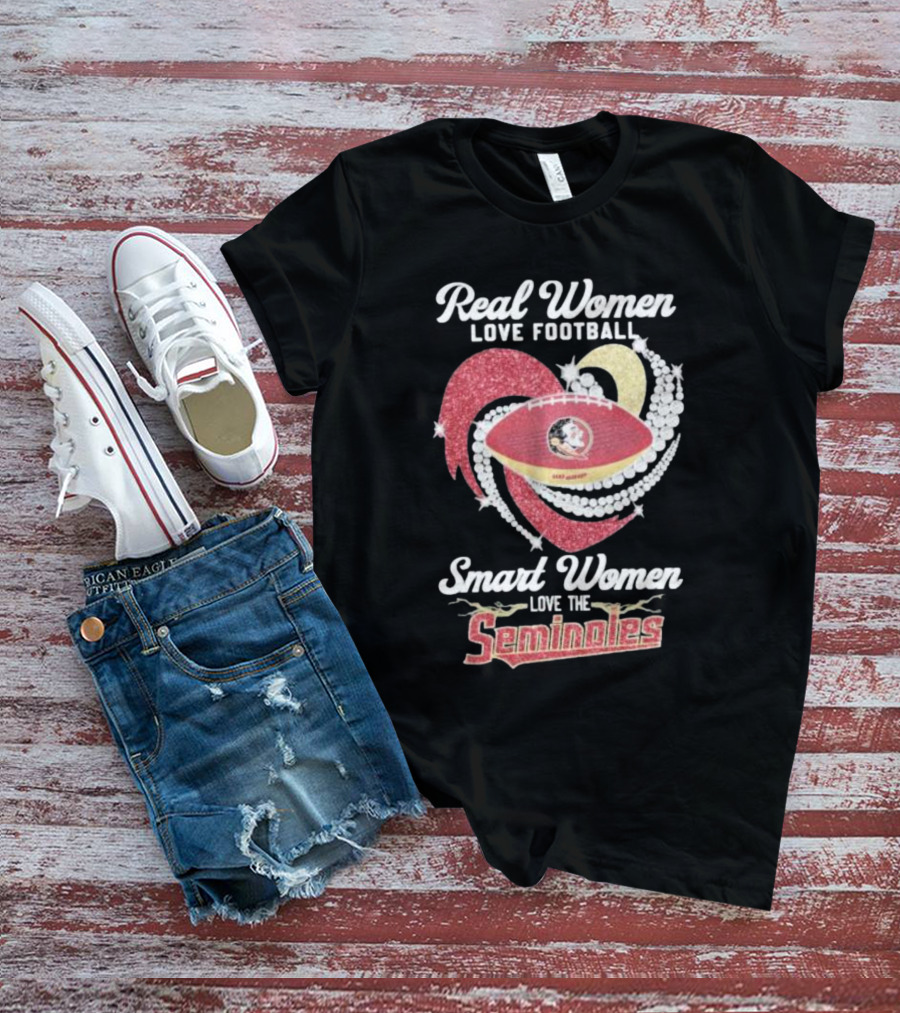 Real Women Love Football Smart Women Love The Seminoles Football T-Shirt