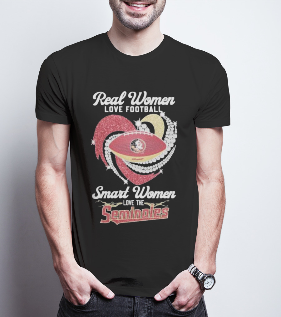 Real Women Love Football Smart Women Love The Seminoles Football T-Shirt