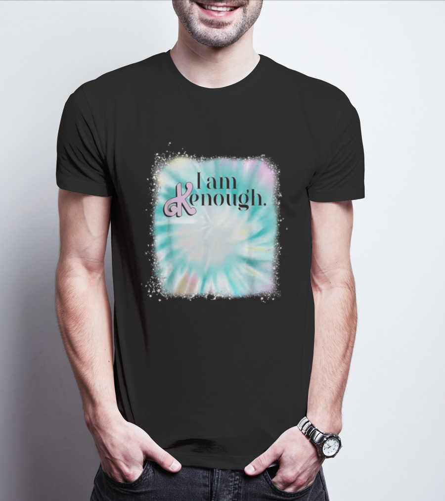 Pinky Ken I Am Ken Enough Tie-Dye Spiral Text T-Shirt