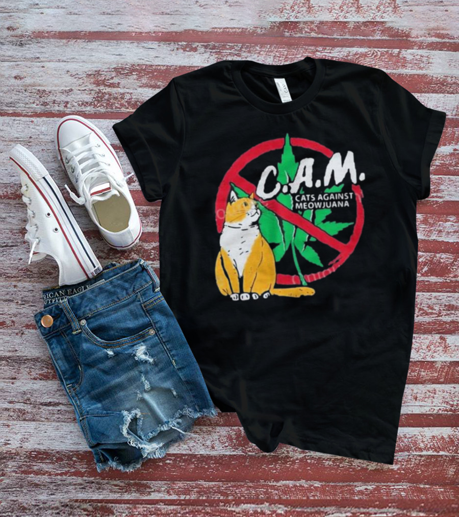 C.A.M. Cats Against Meowijuana Leaf With Tabby T-Shirt