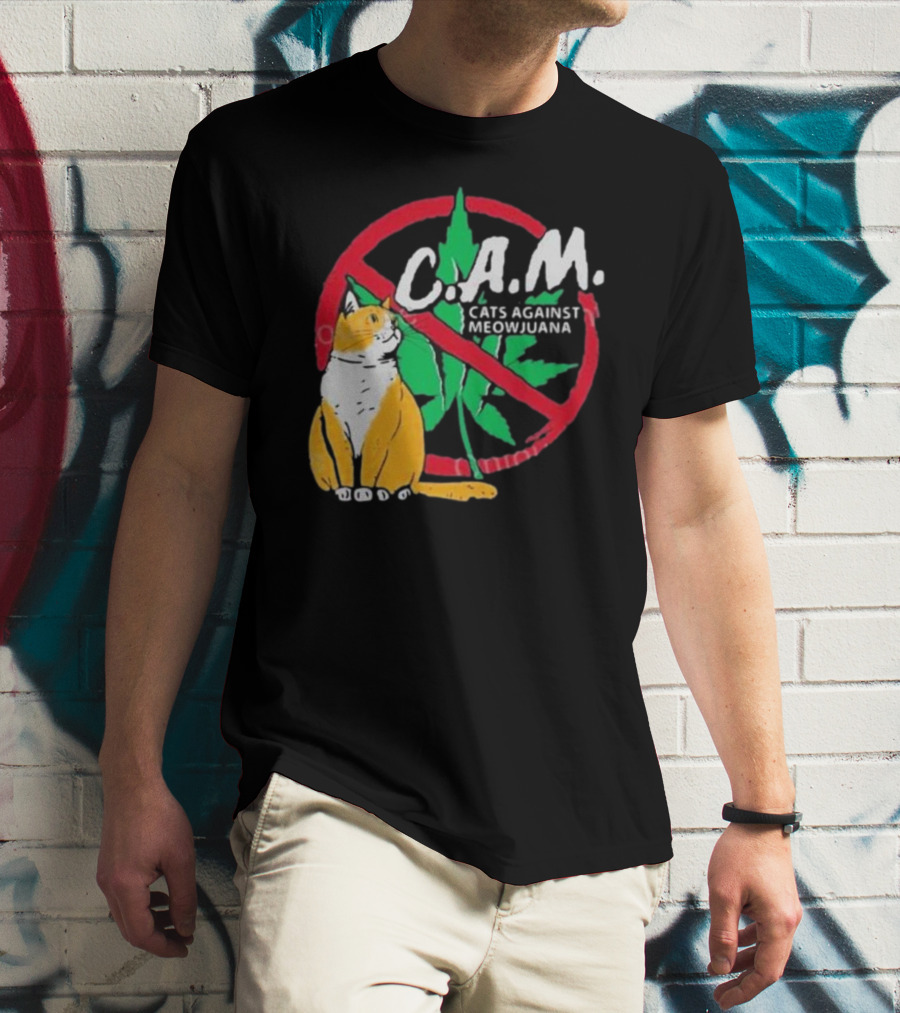 C.A.M. Cats Against Meowijuana Leaf With Tabby T-Shirt