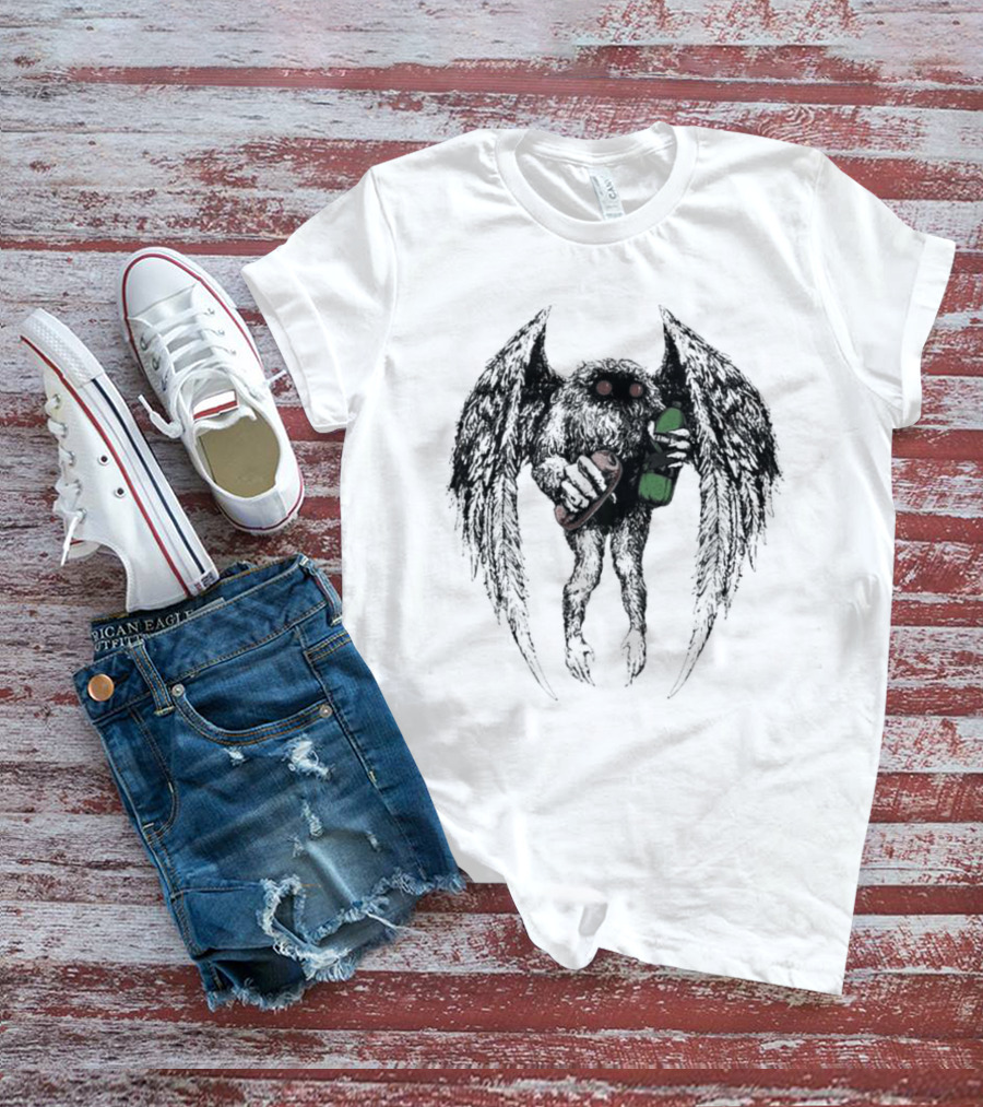 Appalachian Guardian Threat Llama Mothman With Wings And Green Flask T-Shirt