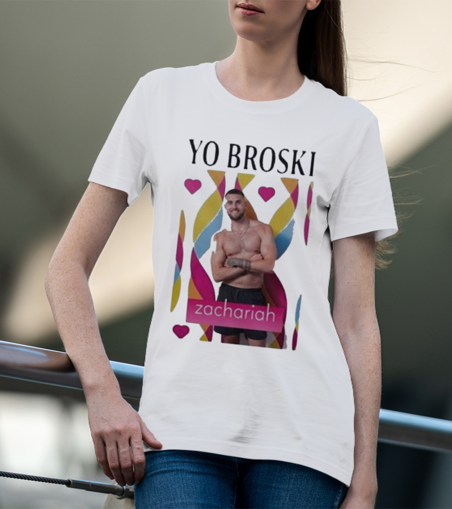 Yo Broski Zachariah Colorful Abstract Hearts T-Shirt