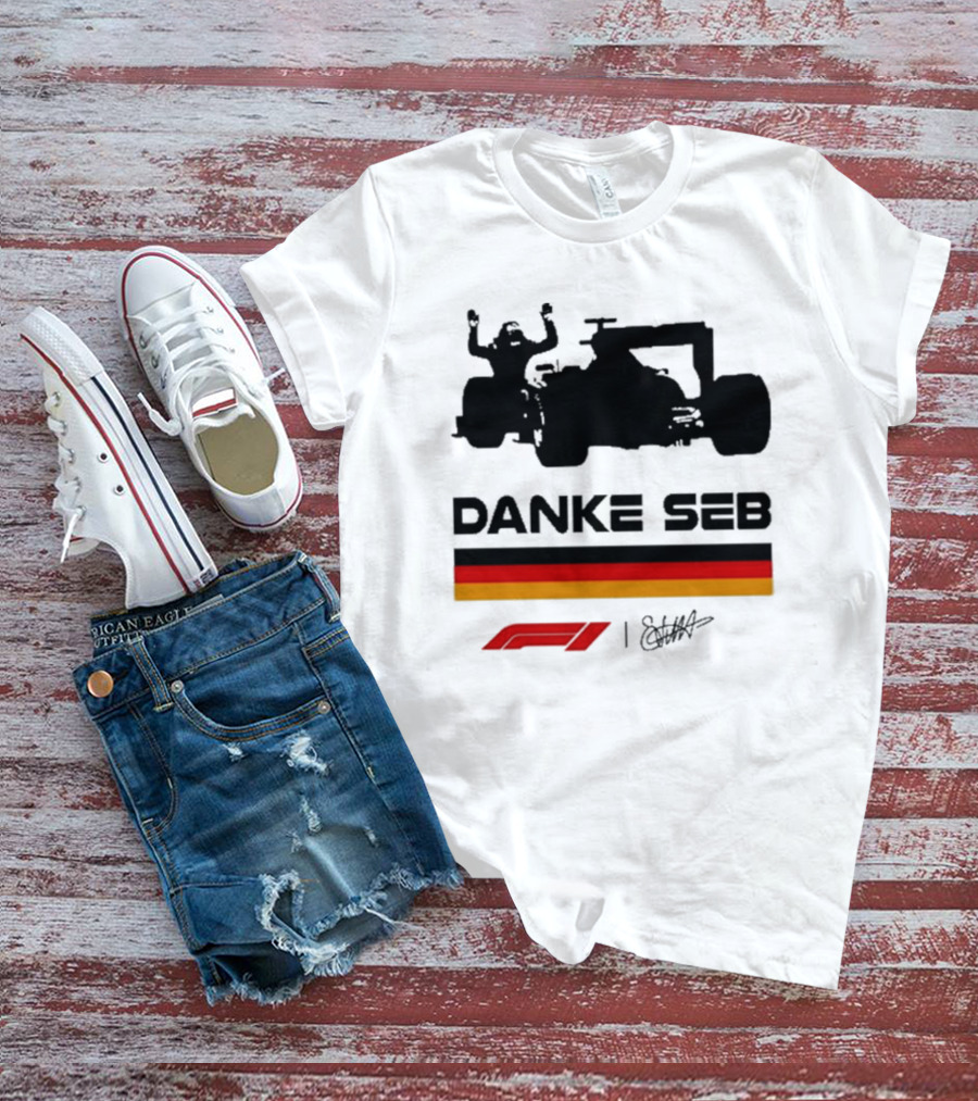 Danke Seb F1 German Flag Signature T-Shirt