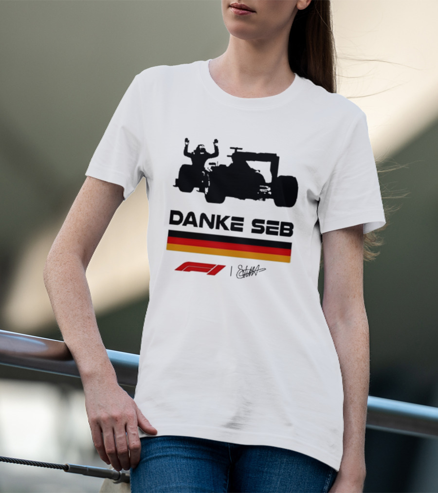 Danke Seb F1 German Flag Signature T-Shirt