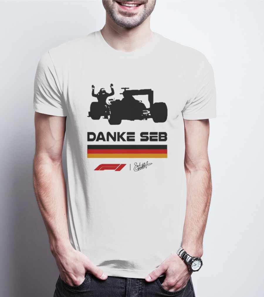 Danke Seb F1 German Flag Signature T-Shirt