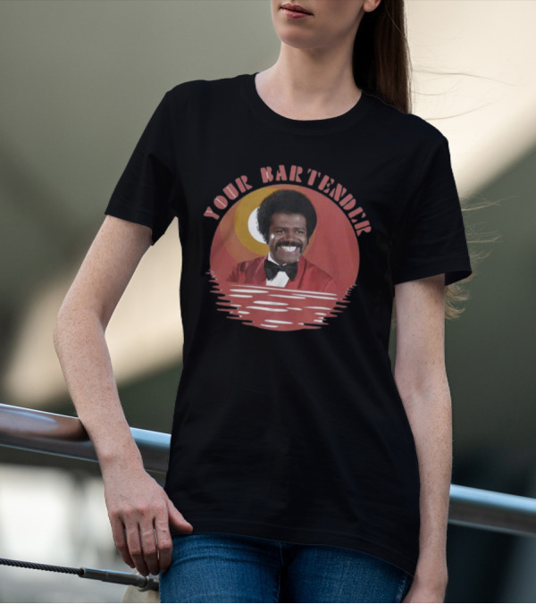 Your Bartender Retro Bowtie Red Suit Afro T-Shirt