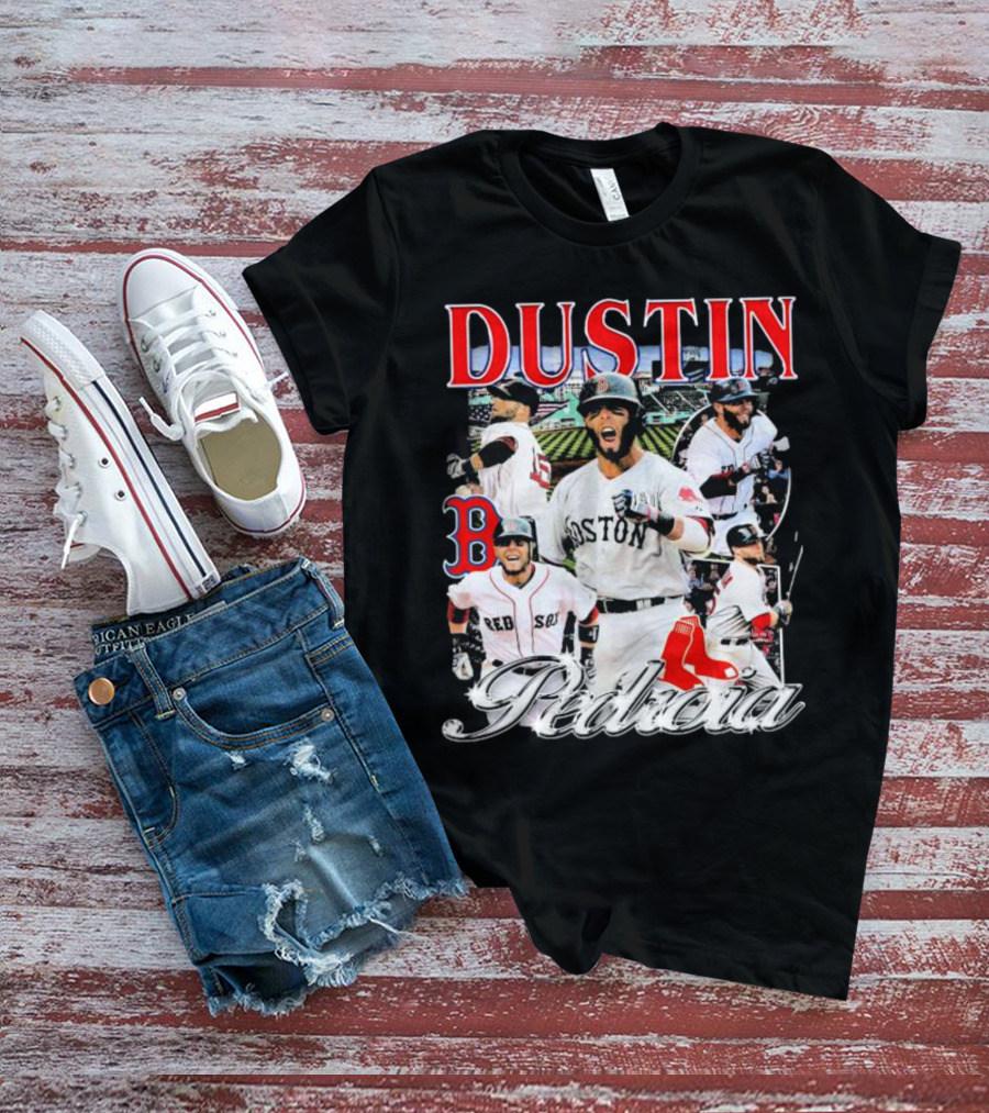 Dustin Pedroia Boston Red Sox Baseball Action Montage T-Shirt