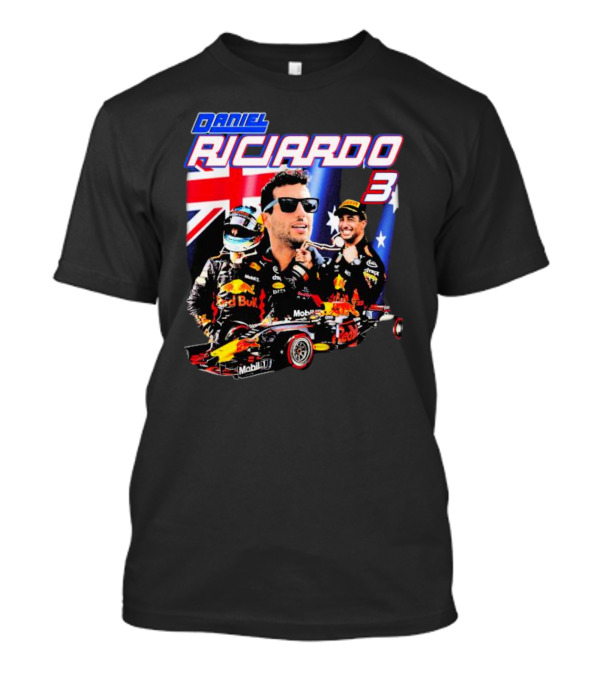 Daniel Ricciardo Red Bull Racing 3 With Australian Flag Background T-Shirt