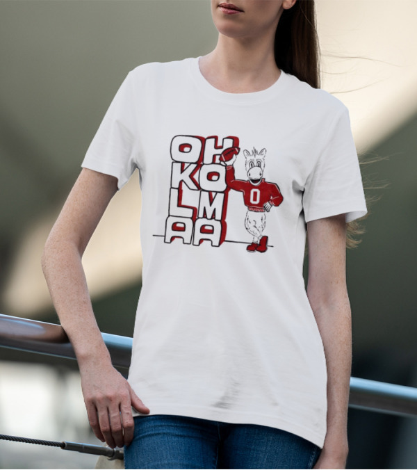 Oklahoma Sooners Ou Stacked Vintage Mascot Football Icon With Retro Donkey Holding Football T-Shirt