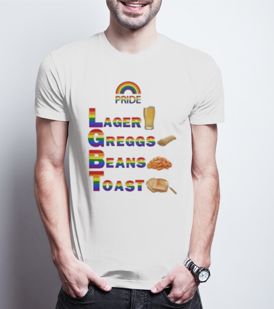 Pride Rainbow Lager Greggs Beans Toast Icons T-Shirt