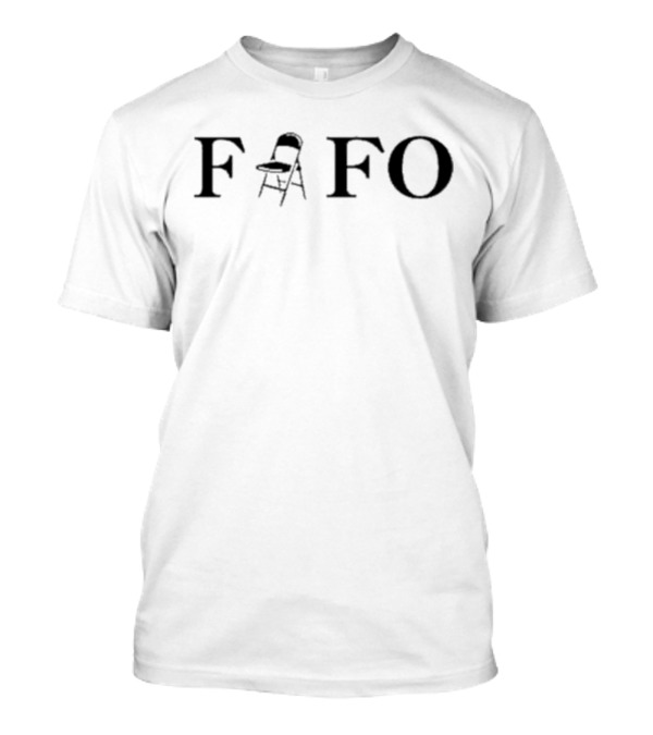 Fafo Folding Chair Black And White Minimalist Typography T-Shirt