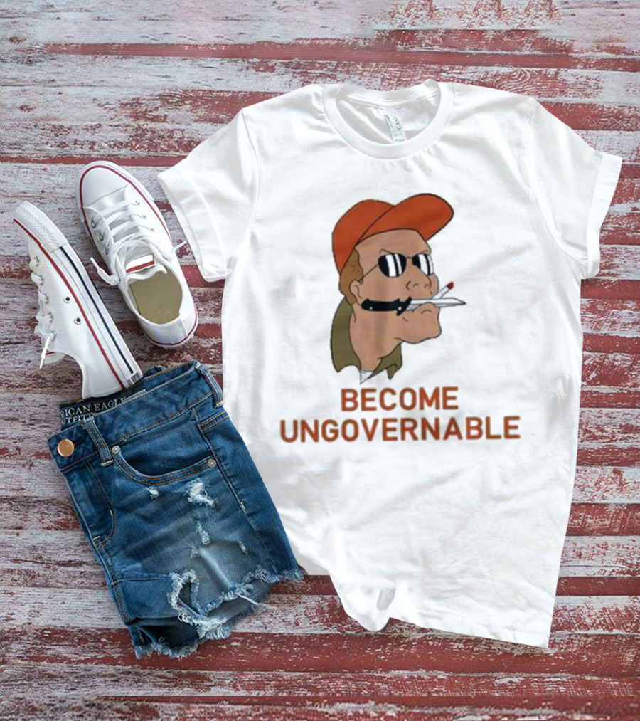 Become Ungovernable Rusty Shackleford Smoking Character With Sunglasses And Orange Hat T-Shirt