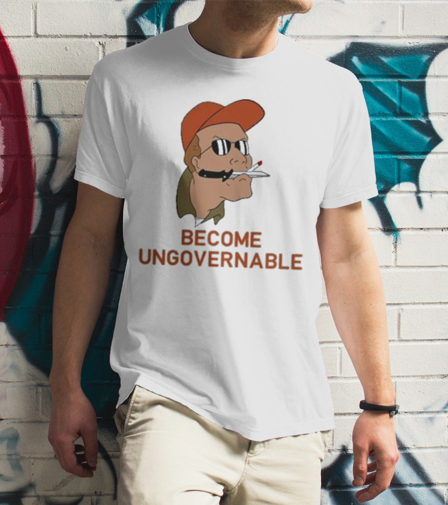 Become Ungovernable Rusty Shackleford Smoking Character With Sunglasses And Orange Hat T-Shirt