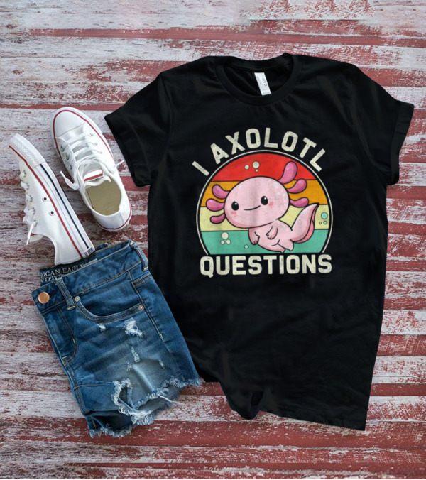 Vintage I Axolotl Questions Retro Rainbow Cute Axolotl T-Shirt