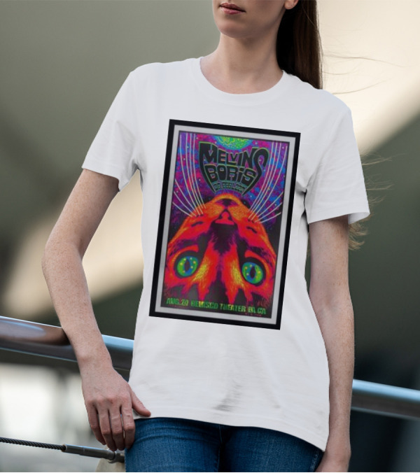 Melvins Boris Dr. Feelgood Aug 29 Belasco Theater LA CA Psychedelic Cat T-Shirt