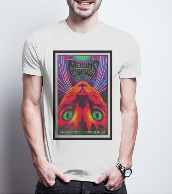 Melvins Boris Dr. Feelgood Aug 29 Belasco Theater LA CA Psychedelic Cat T-Shirt