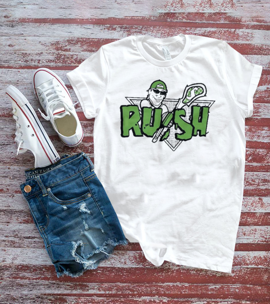 RUSH Lacrosse Player Logo Green And Black T-Shirt