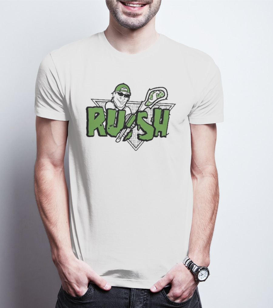 RUSH Lacrosse Player Logo Green And Black T-Shirt