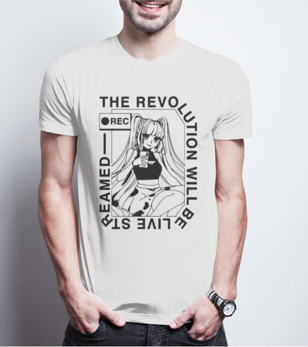 The Revolution Will Be Live Streamed Anime Girl REC T-Shirt