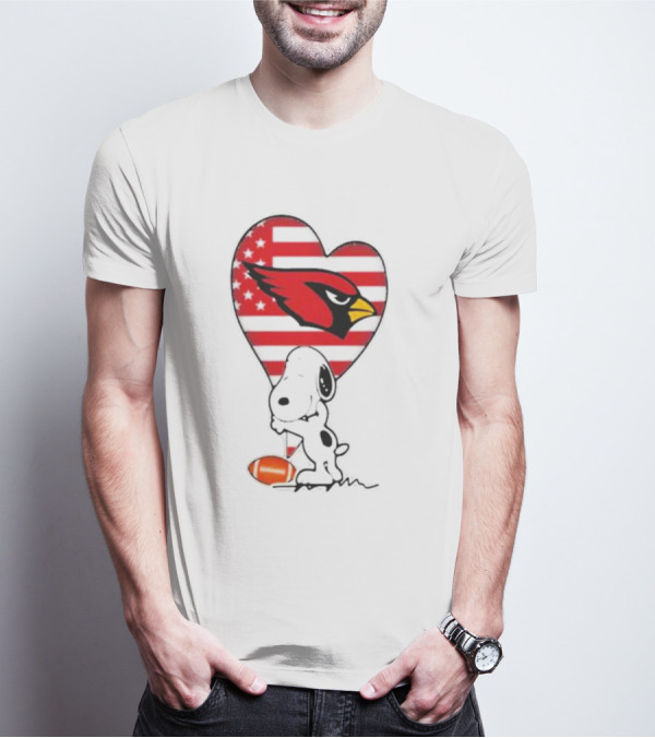 Arizona Cardinals NFL Football Peanuts Movie Snoopy Hugging Heart T-Shirt