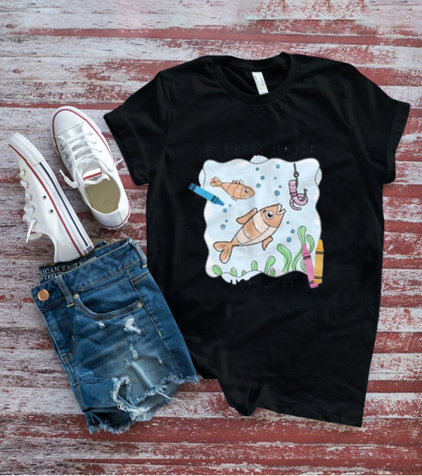 BUSINESS MAJOR HOMEWORK FISH CRAYONS HOOK AND WORM SCENE T-Shirt
