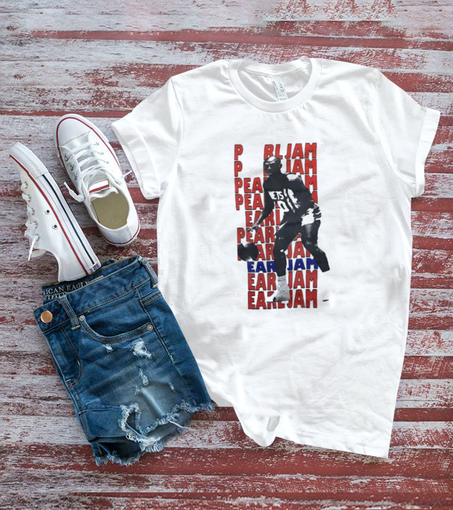 Pearl Jam Mookie Blaylock Basketball Tribute Red Blue Text T-Shirt