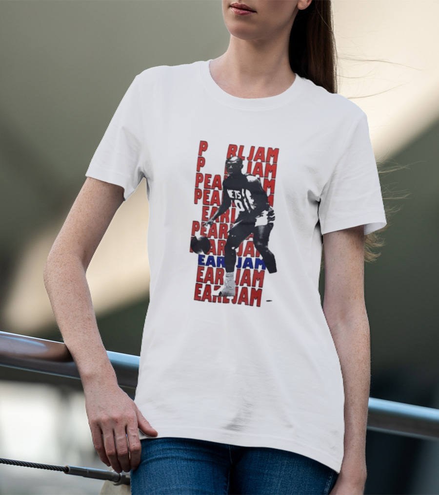 Pearl Jam Mookie Blaylock Basketball Tribute Red Blue Text T-Shirt
