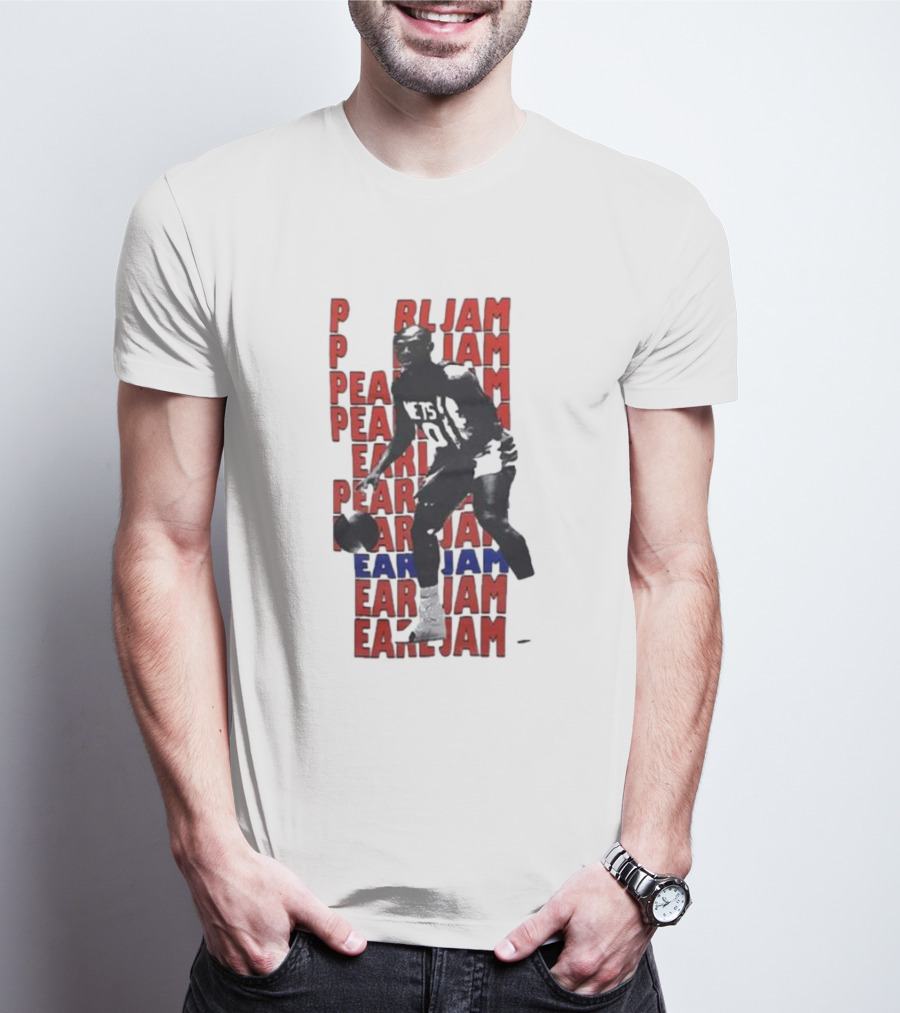 Pearl Jam Mookie Blaylock Basketball Tribute Red Blue Text T-Shirt