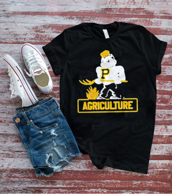 Purdue Agriculture Mascot With P Logo And Hay T-Shirt