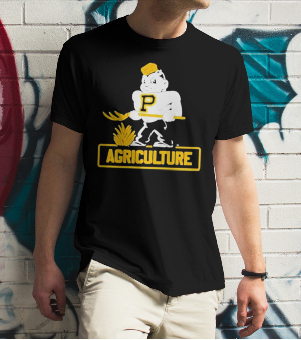 Purdue Agriculture Mascot With P Logo And Hay T-Shirt