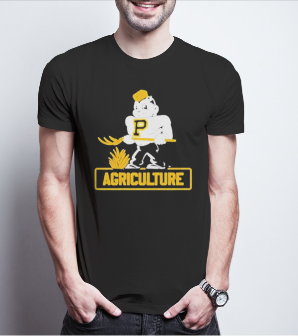 Purdue Agriculture Mascot With P Logo And Hay T-Shirt