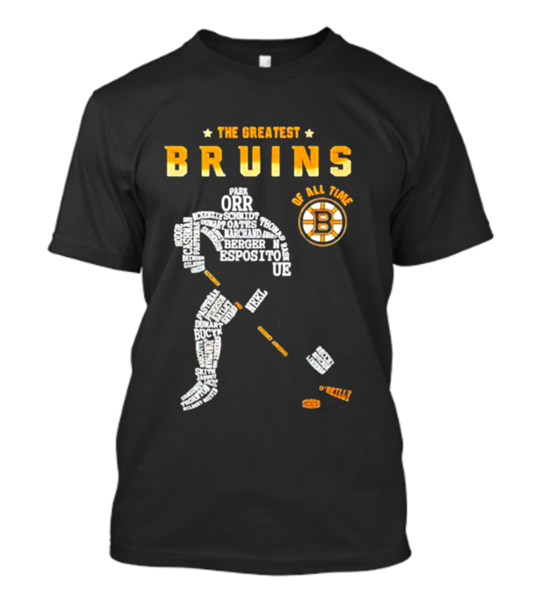 The Greatest Bruins Of All Time Featuring Iconic Names Like Orr And Esposito T-Shirt