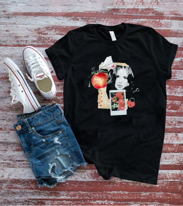 Selena Gomez Paper Plane Apple Heart Roses Collage T-Shirt