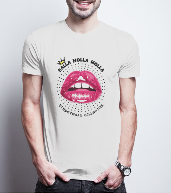 Balla Holla Holla Streetwear Collection Lips Icon With Crown T-Shirt