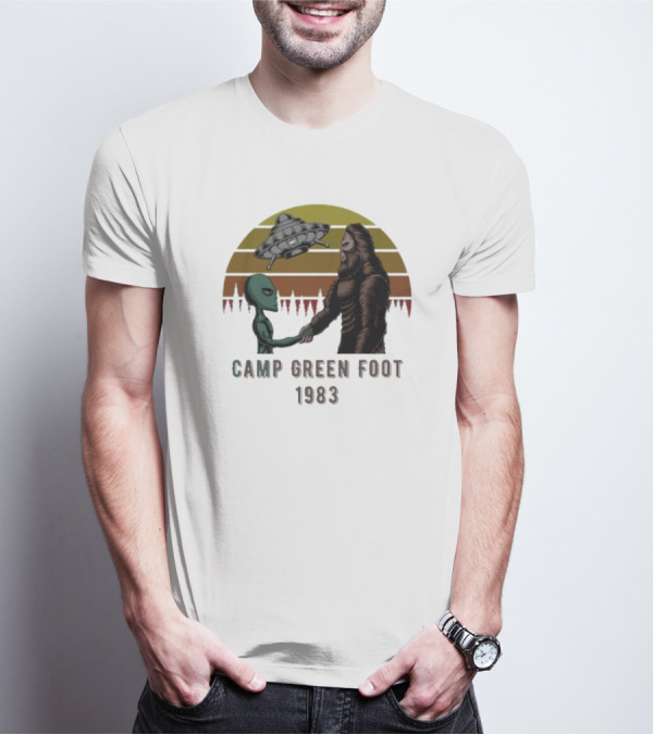 Camp Green Foot 1983 UFO Alien Bigfoot Encounter T-Shirt