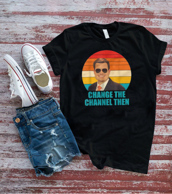 Change The Channel Then Retro Sunglasses News Anchor Stripes T-Shirt