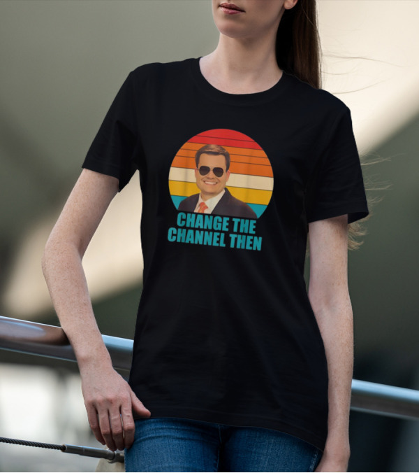 Change The Channel Then Retro Sunglasses News Anchor Stripes T-Shirt