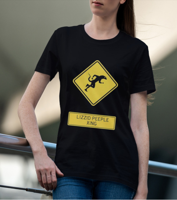 Lizzid Peeple Xing Sign Caution Black And Yellow Warning T-Shirt