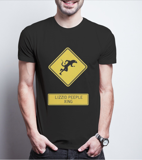 Lizzid Peeple Xing Sign Caution Black And Yellow Warning T-Shirt
