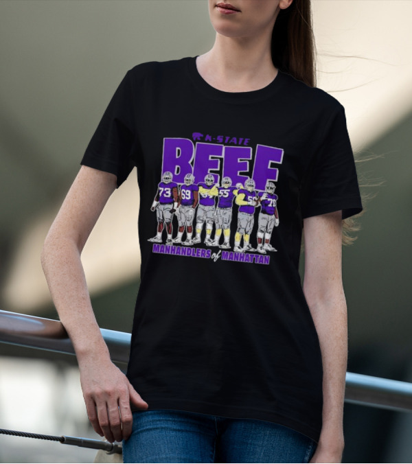K-State Beef Manhandlers Of Manhattan Football Team Lineup T-Shirt