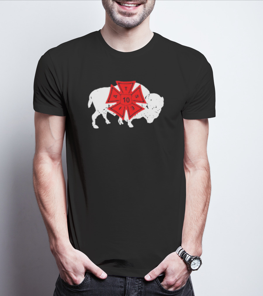 IATSE Local 10 Buffalo NY Union Symbol With Red Crest And White Buffalo T-Shirt