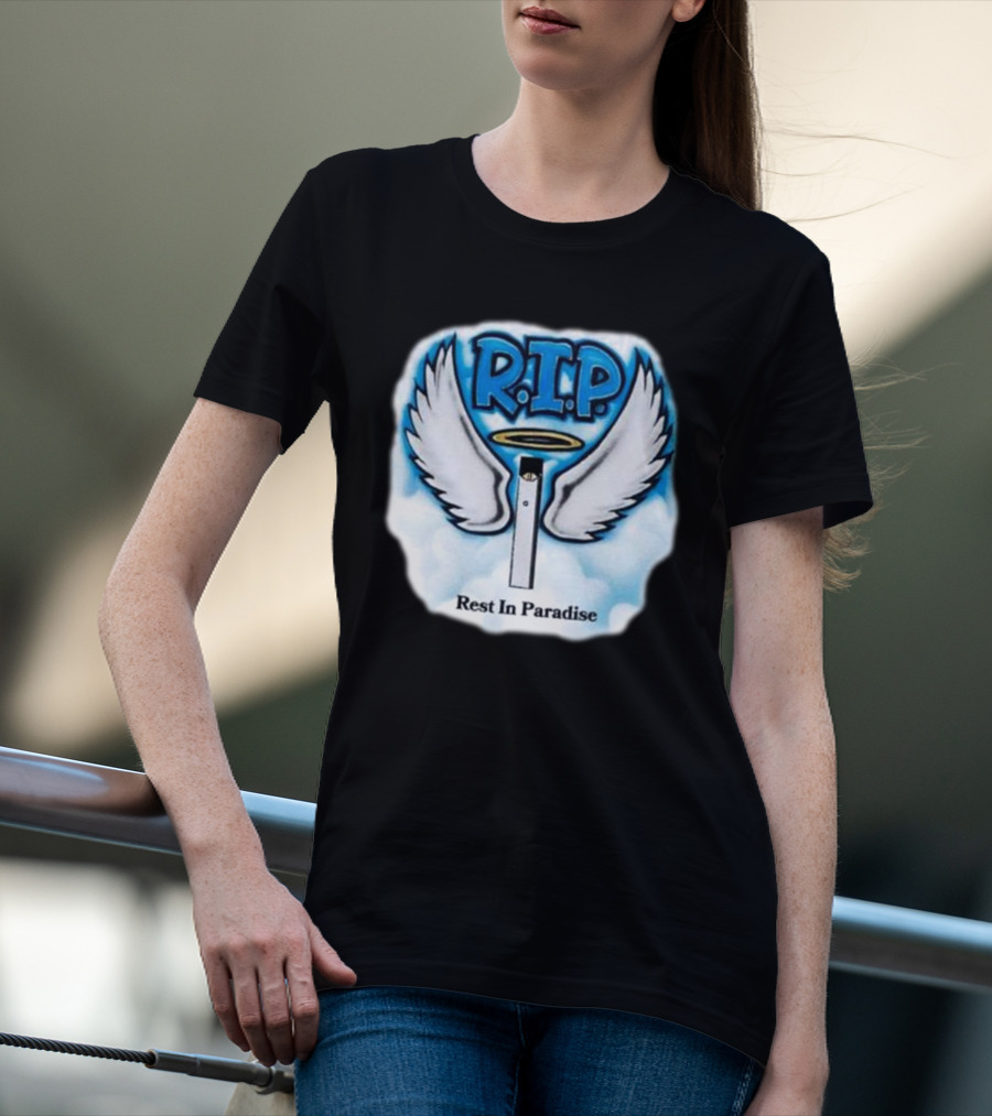 RIP Juul Rest In Paradise Angel Wings Halo Clouds T-Shirt