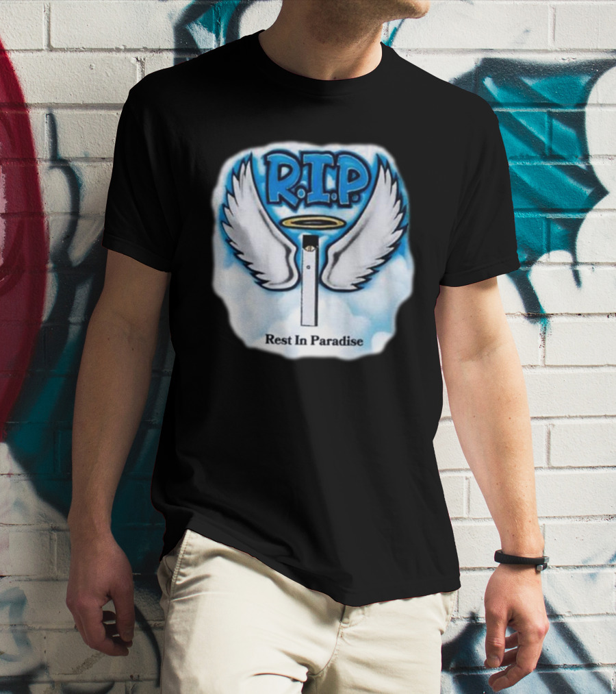 RIP Juul Rest In Paradise Angel Wings Halo Clouds T-Shirt