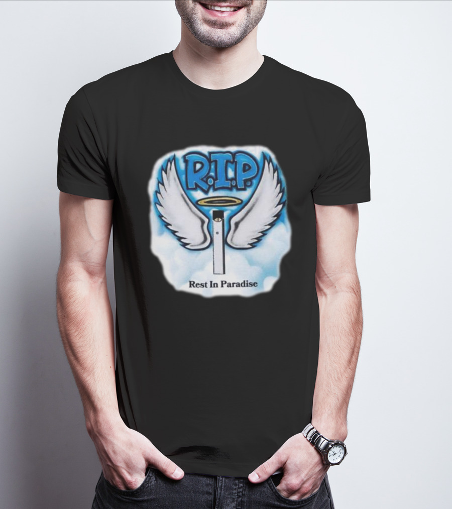 RIP Juul Rest In Paradise Angel Wings Halo Clouds T-Shirt