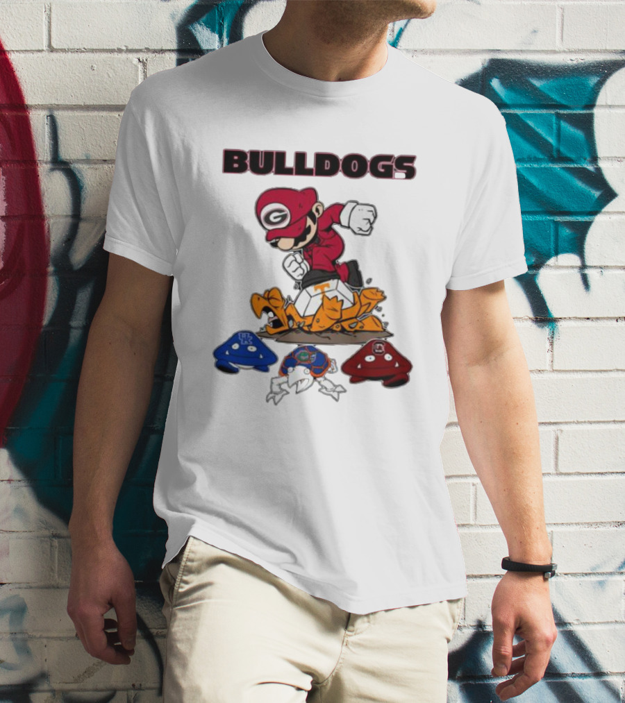 Bulldogs Super Mario Inspired Design With Iconic Gaming Motifs T-Shirt
